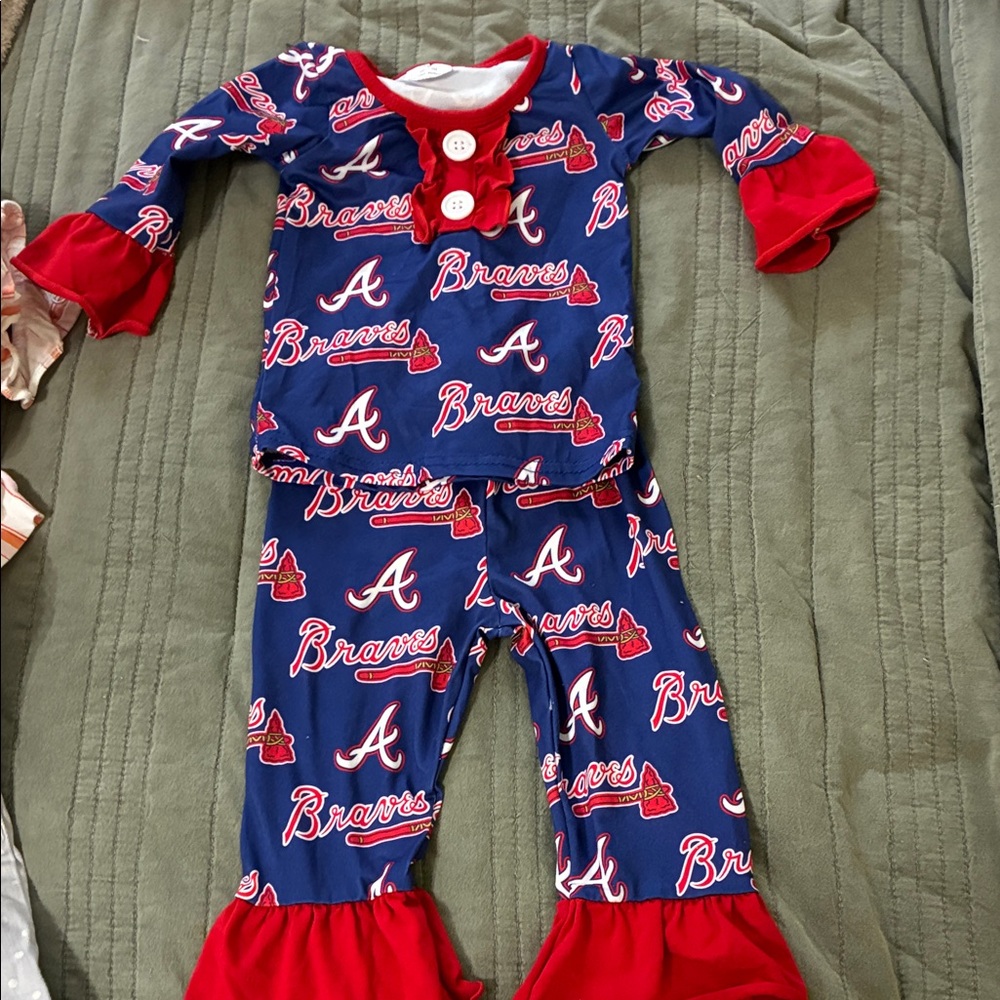 Braves Kids Pajama Set - Navy and Red